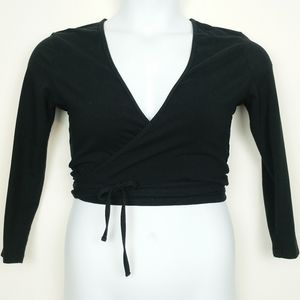 American Apparel | Black Julliard Wrap Crop Top